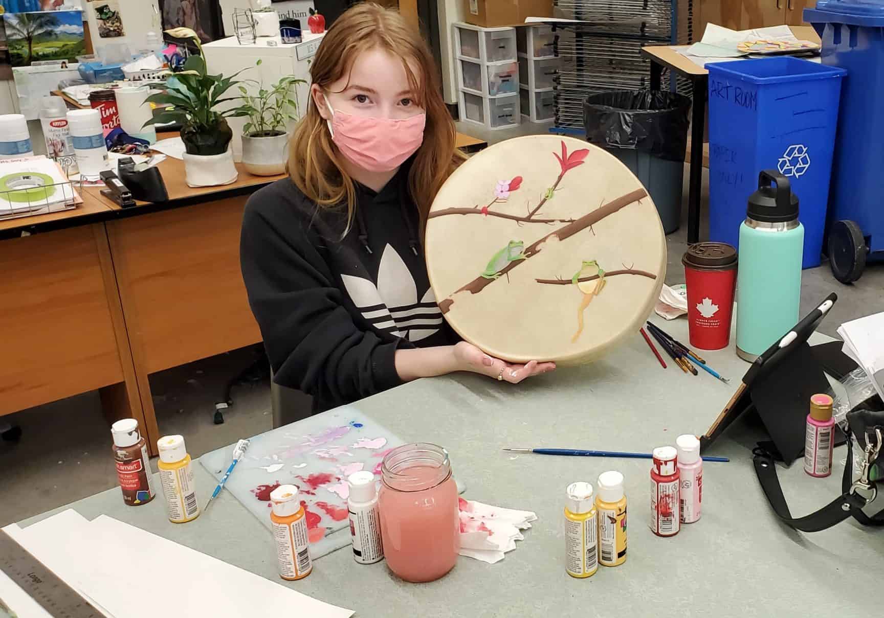 In photos: Langford students craft Coast Salish drums