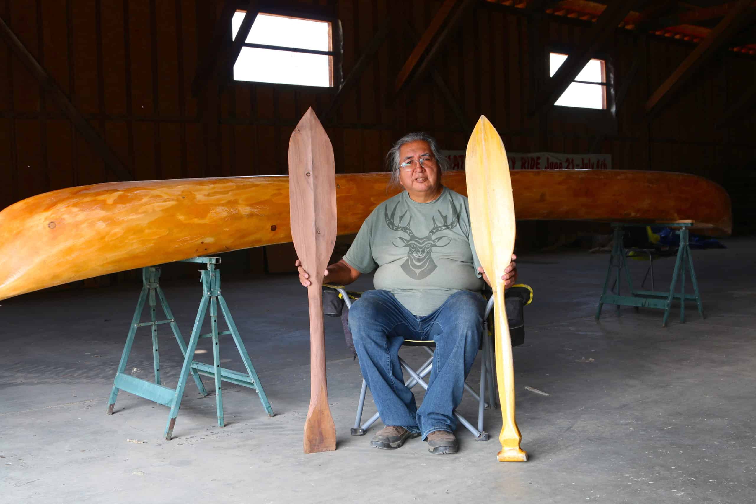 Herman Edward says the canoe journey upholds syilx Peoples' ancestral and territorial rights to cross the constructed Canada-U.S. border without interference.