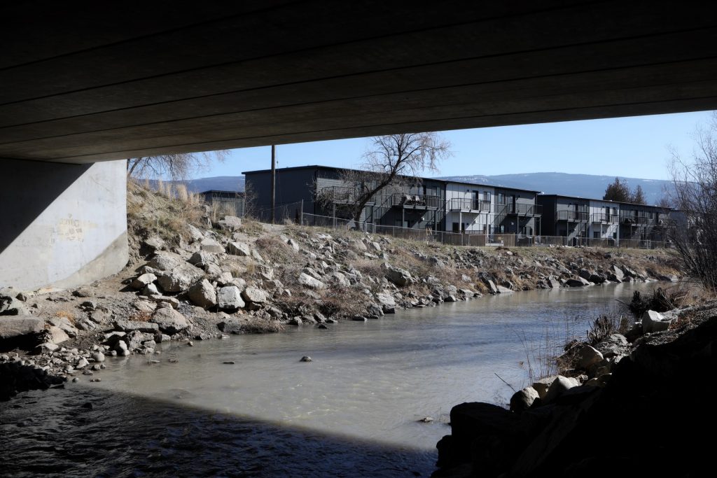 Downstream nluxʷluxʷɬcwix (Trout Creek), underneath Highway 97 in the district of “Summerland” in syilx homelands on March 22. Photo by Aaron Hemens