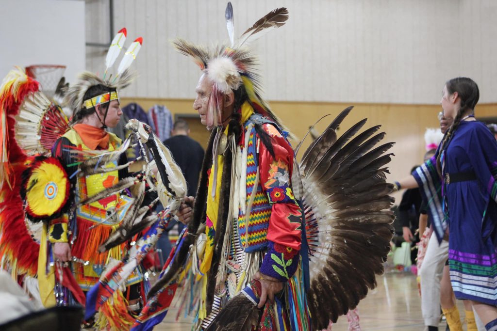 Anthony creates his own regalia including the beading, bustle, and roach that he wears. Photo by Dionne Phillips