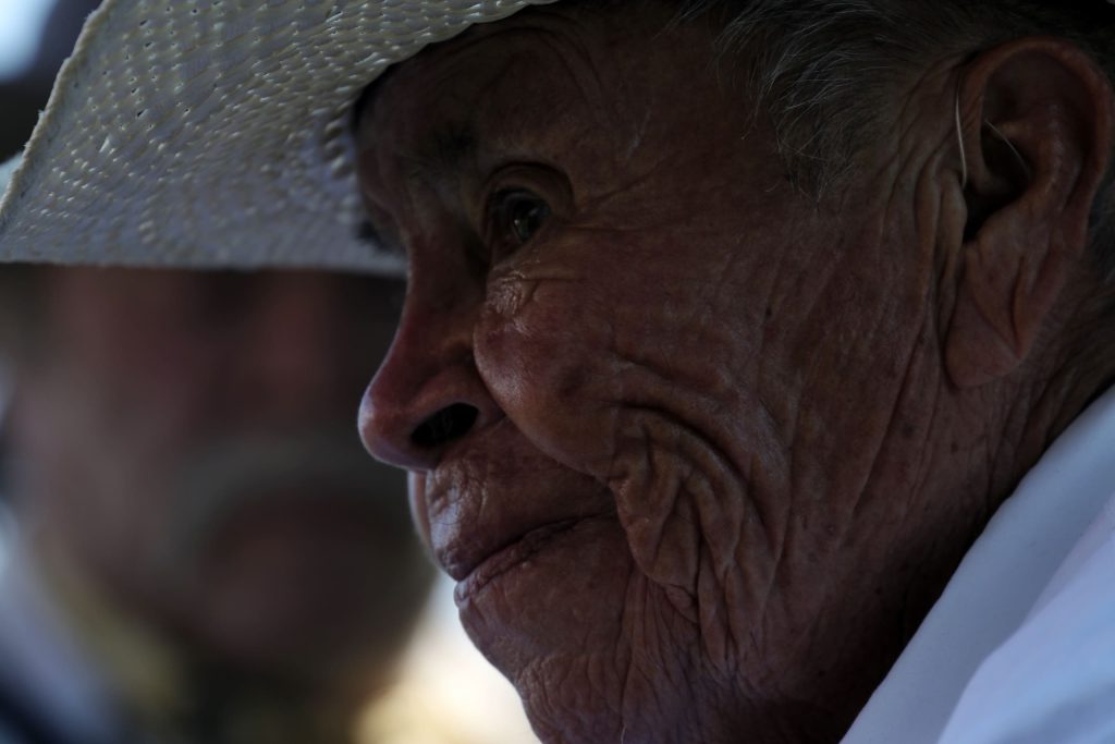 94-year-old OIB Elder qʷʕayxnmitkʷ xʷəstalk̓iyaʔ Jane Stelkia was amongst the 20 people who rode horses through the “Osoyoos-Oroville” crossing in syilx Okanagan homelands on July 20. Photo by Aaron Hemens