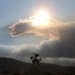 The sun sets over sw̓iw̓s (Osoyoos) in syilx Okanagan homelands on July 24, during the Okanagan Nation Alliance’s 2024 annual general assembly. The meeting included updates on talks to modernize the 60-year-old Columbia River Treaty. Photo by Aaron Hemens