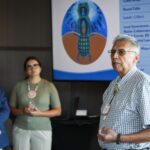 y̓ilmixʷm (Chief) Dan Wilson, of Okanagan Indian Band (right), speaks during the Okanagan Similkameen Collaborative Leadership Table’s April 24 meeting in the District of Lake Country, in syilx territory. Photo by Aaron Hemens