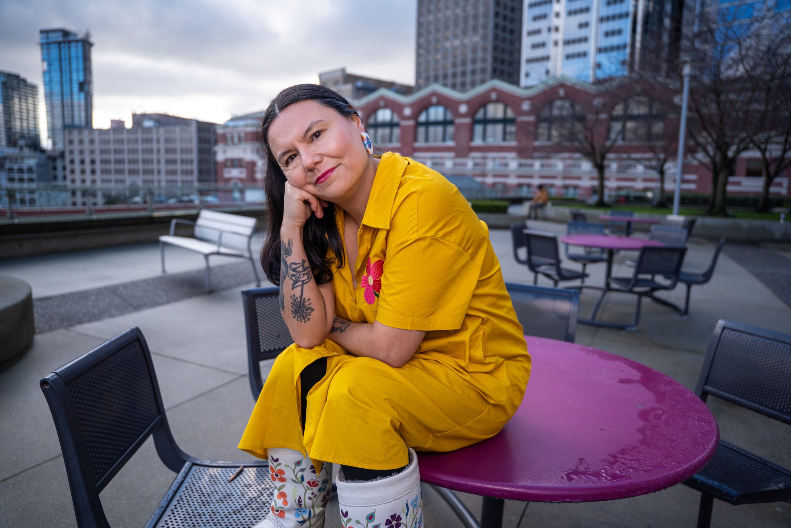 Eden Fineday poses for a portrait in downtown Vancouver, B.C. on Dec. 2, 2025. Kayla Isomura/The Tyee