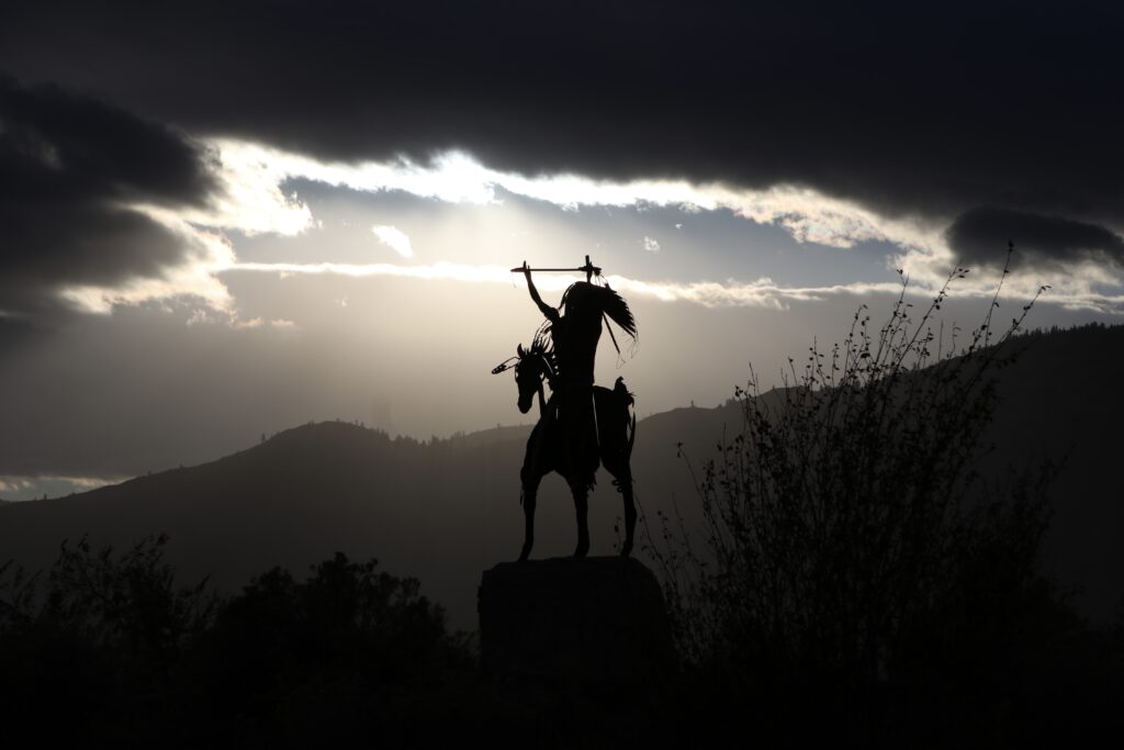 The sun sets at the Nk'Mip Desert Cultural Centre in sẁiẁs (Osoyoos) in syilx homelands, in 2022. Photo by Aaron Hemens